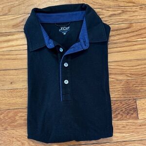 J. Crew Men's Black with Blue Trim Performance Polo Shirt - Medium
